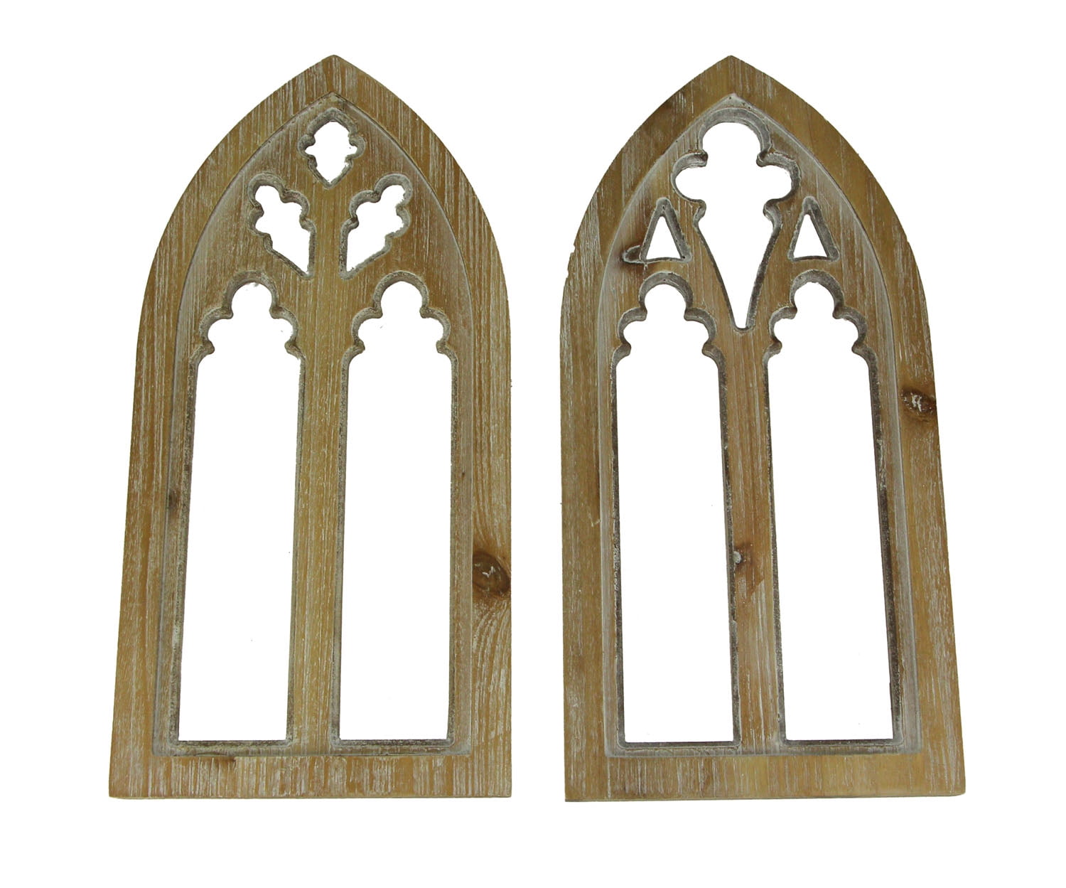 Whitewashed Wood Gothic Arch Window Frame Wall Decor 2