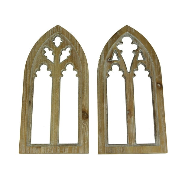 PD Home & Garden Zeckos Rustic Wood Gothic Arch Window Frame Wall Decor