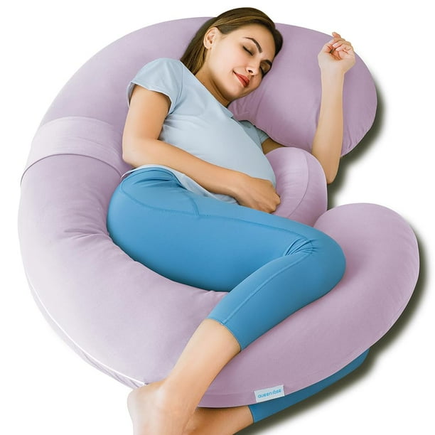 Almohada de embarazo QUEEN ROSE Cooling en forma de E con cuña morada