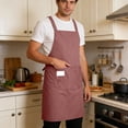 thumbnail image 5 of Striped Aprons, Dirt-proof Durable Restaurant Aprons for Women with Extra Lage Pockets, Washable Cooking Aprons Suitable for Kitchen Gardening, Cooking Aprons for Women Men, 1Pc(Pink,27.5x27"), 5 of 9
