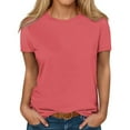 thumbnail image 2 of AherBiu Plus Size Womens T Shirts Crew Neck Loose Fitting Tshirts Casual Short Sleeve Solid Color Basic Tees, 2 of 5