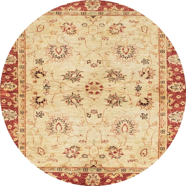 Ahgly Company Tapis d'Intérieur Ronds Abstraits Jaune Moutarde de Style Oriental, 4 Pieds Rond