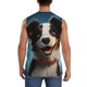 thumbnail image 4 of Fotbe Playful Smile Cute Dog Men's Camiseta sin Mangas Estampada para Hombres, Playera Casual para Gimnasio, Entrenamiento, Playa-Large, 4 of 7