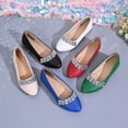 thumbnail image 5 of oqasdz Casual Shoes for Women Rhinestone Pointed Flat Dressy Shoes Comfort On Low Heel Party Evening Wedding Solid Color Ballet Shoes Summer Outdoor, 5 of 7