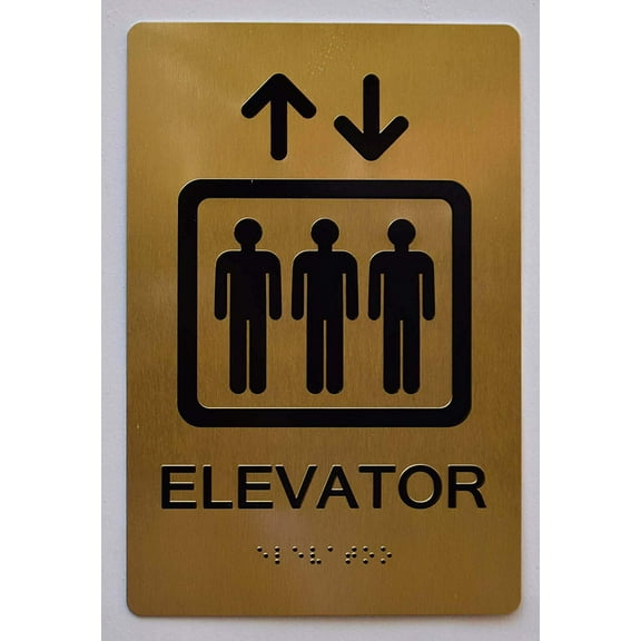 Elevator Sign - Gold(Aluminium, Gold/Black,Size 6X9) The Sensation line