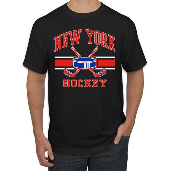 Wild Bobby City of New York NY Hockey Fantasy Fan Sports Men's T-Shirt, Black, Small