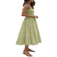 thumbnail image 4 of PENGXIANG Femme Été Boho Midi Robe Été Froncé Sans Manches Cravate Sangle Smocked Tiered A-Line Robe Fluide Bleu Clair S, 4 of 8