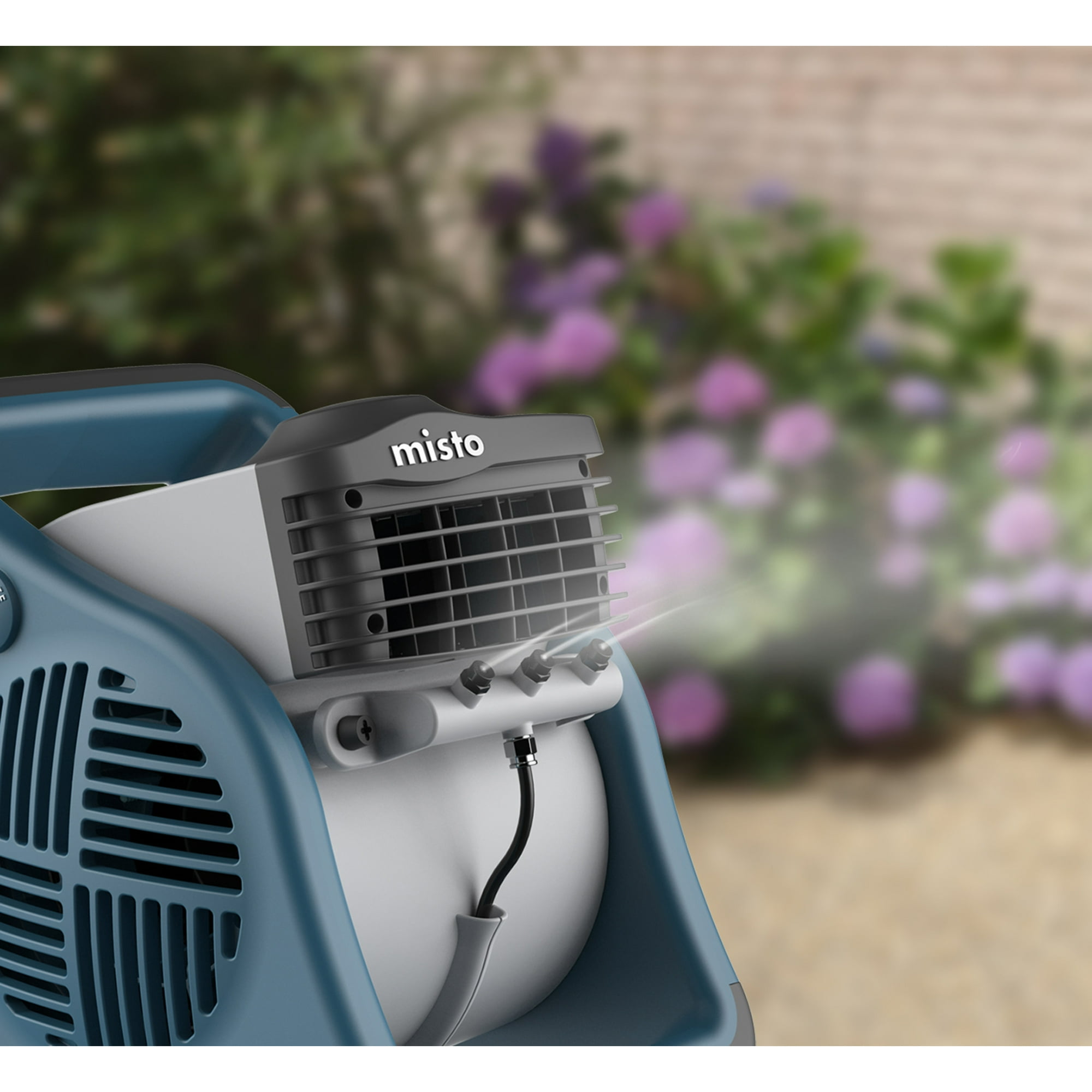 Lasko 15 inch Pivoting Misto Outdoor Misting Fan with GFCI Cord and 3 Speeds, 7054, Blue and Gray