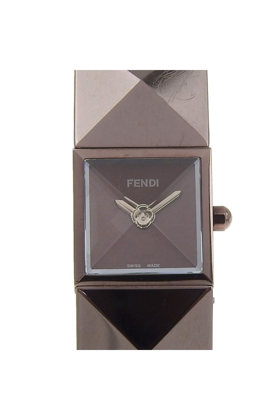 Pre-Owned Fendi Pyramid Watch 4260L Stainless Steel Quartz Analog Brown Dial Women's