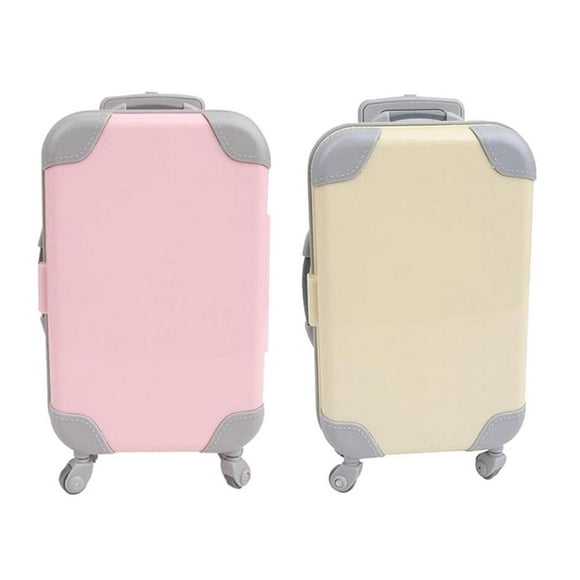2 piezas lindo mini muñeca Maleta 3D baúl la adaptaciónción a accesorios de muñeca americana de 18 pulgadas Yotijar Maleta de muñeca de 18 pulgadas