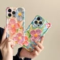 thumbnail image 2 of Wavy Frame Retro Flower Floral Oil Painting Compatible with iPhone Case (Green,iPhone 15 Pro Max), 2 of 6