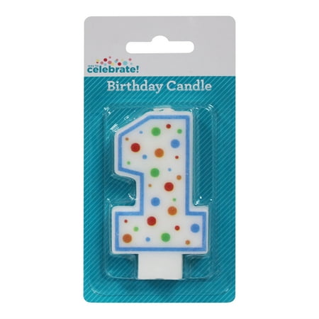 Way to Celebrate! Assorted Colors Birthday Candle, Number 1