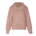 thumbnail image 6 of BLVB Women's Winter Cozy Fuzzy Fleece Sweatshirts Lapel Zipper Warm Pullover Plush Outerwear Jackets with Pockets, 6 of 6