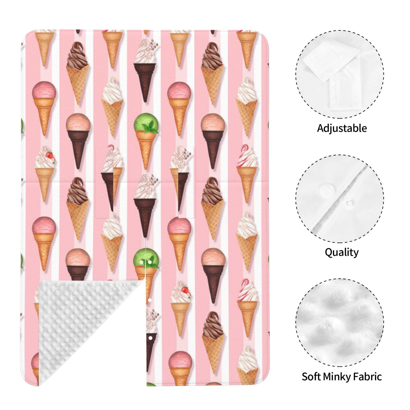 Car Seat Cover Baby - Summer Ice Cream Pink Breathable Infant Car Seat Cover for Baby Carseat, Lightweight Comfort Baby Essentials Must Haves Newborn Stuff for Girl Boy