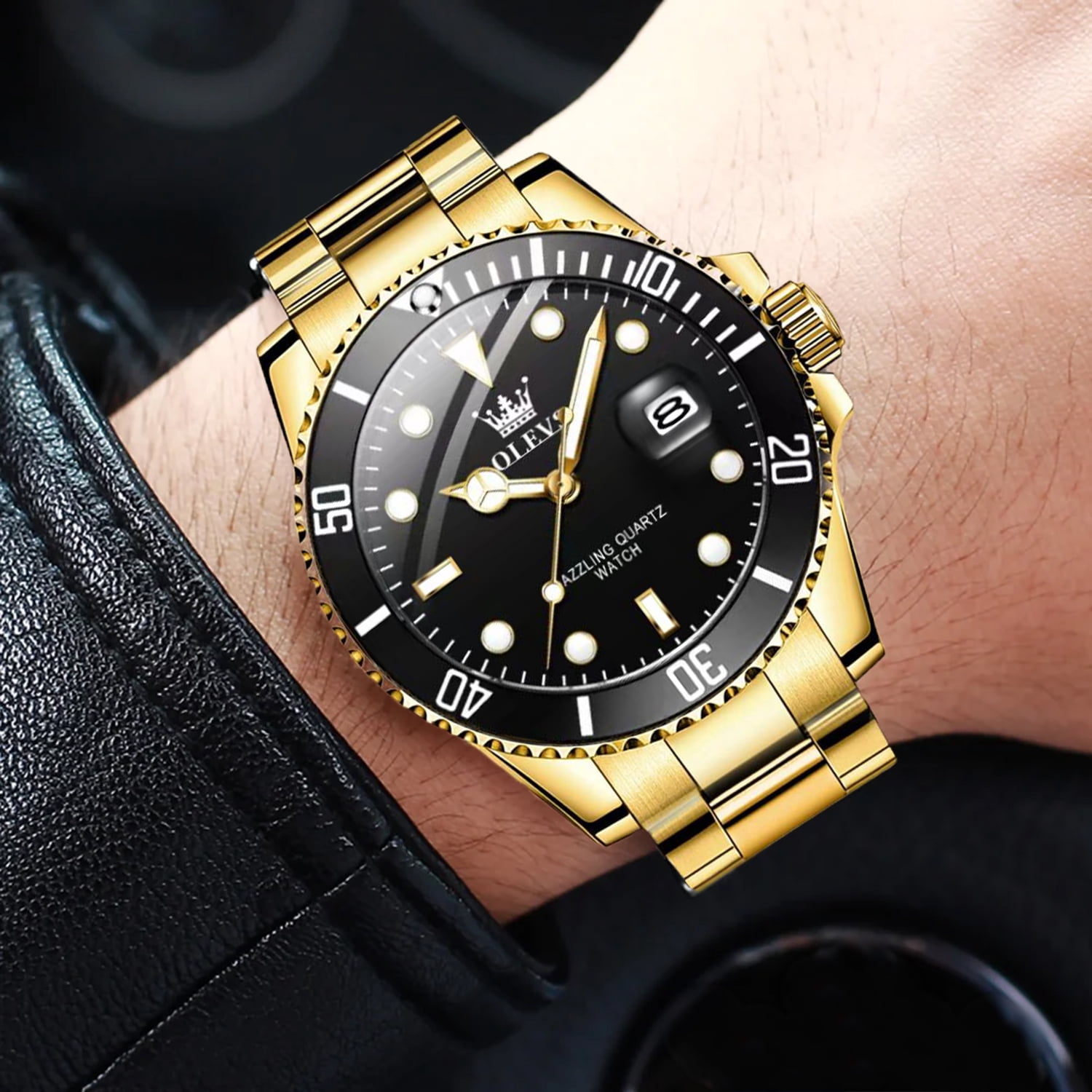 OLEVS Mens Watch Waterproof Luminous Date Watches Stainless Steel Business Casual Male Wristwatch