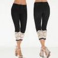 thumbnail image 1 of Pantalon Large pour Femmes Été Élastique Dentelle Décontracté Jeans Raccourcis, 1 of 7
