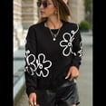 thumbnail image 4 of Suéter Informal de Larga con Cuello Redondo y Hombros Caídos para Mujer, Tejido de Punto Negro S, 4 of 8