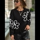 thumbnail image 4 of Suéter Informal de Larga con Cuello Redondo y Hombros Caídos para Mujer, Tejido de Punto Negro S, 4 of 8