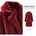 thumbnail image 2 of Smsaxvxz Women's Winter Coat Casual Trench Fleece Long Collared Warm Jacket with Pockets Red L, 2 of 6