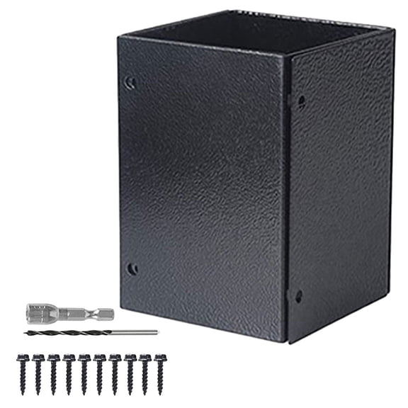 WRITWAA Black Steel L-Shaped Post Protector Bracket for Mailbox, Fence, Column, Outdoor Post Support and Reinforcement