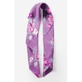 thumbnail image 2 of Bimba Purple Leaves & Begonia Floral Printed Pure Silk Scarf Neck Wrap Summer Hair Bandanas For Women 40 x 80 Inches, 2 of 6