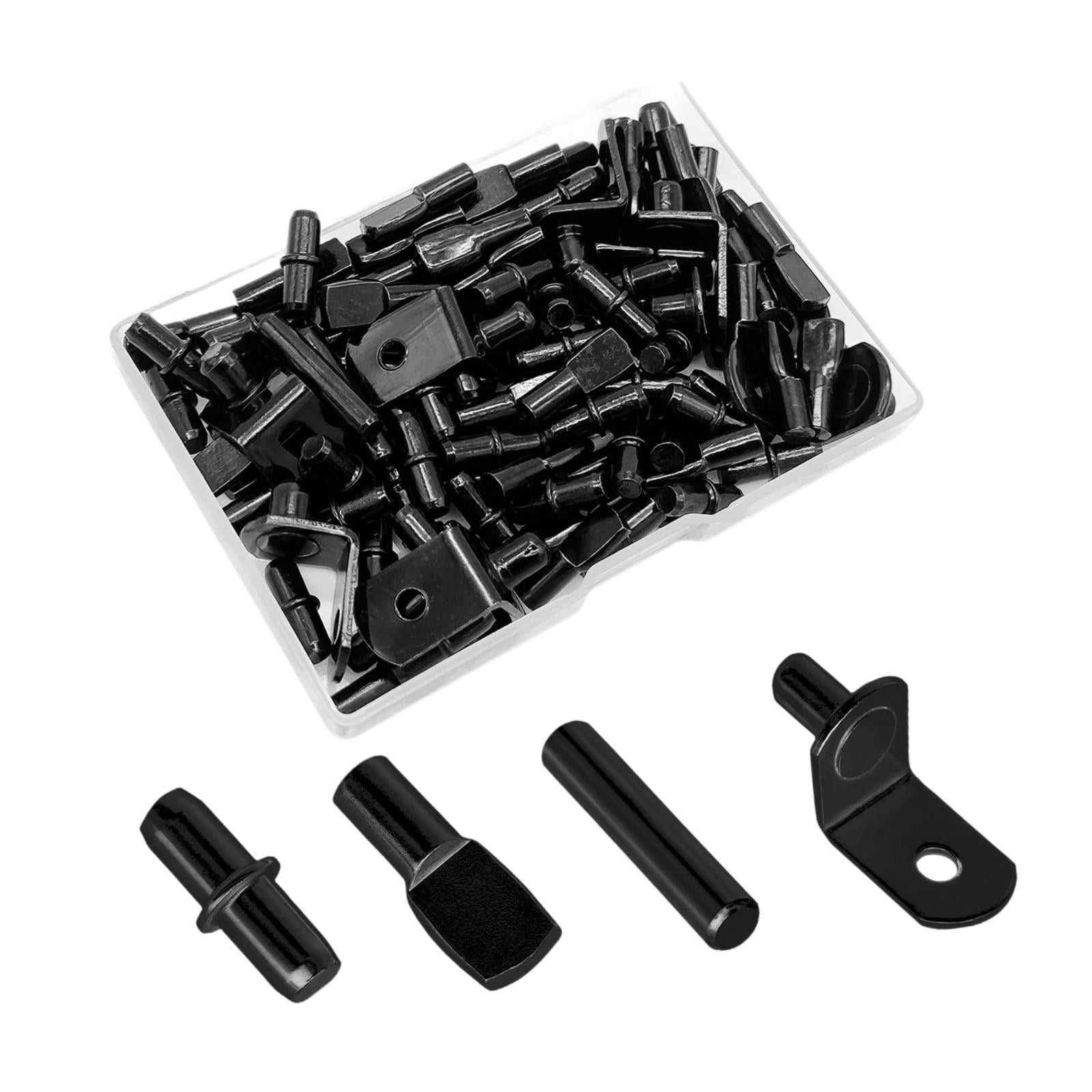 WLPZXP 104x Shelf Pins Holders Metal Pegs Assortment Versatile Nickel Shelf Bracket Pegs for Cupboard Pantry Shelving Bracket black