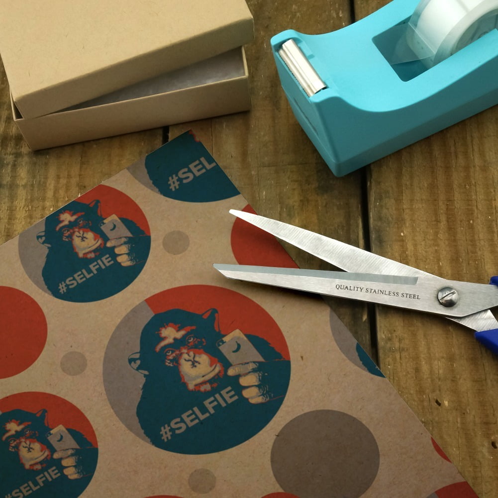 Monkey Chimp Hashtag Selfie #Selfie Premium Kraft Gift Wrap Wrapping Paper Roll