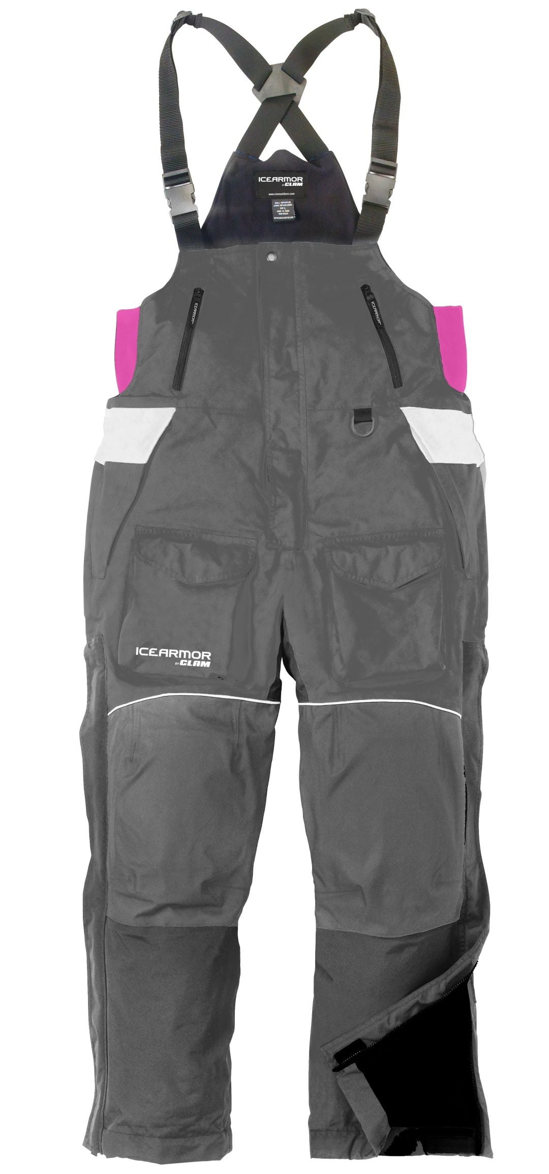 New Clam Outdoors IceArmor Womens Lift 300D Bib Grey White Pink by Clam Outdoors