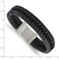thumbnail image 4 of Chisel Stainless Steel Brushed Black Leather Bracelet, 4 of 4