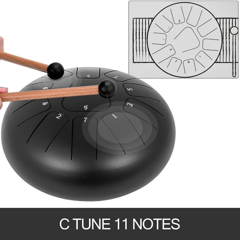 VEVOR Tambour de langue en acier 11 notes 12 pouces Instrument à percussion