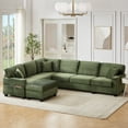 thumbnail image 6 of Harper & Bright Designs U-Shaped Sectional Sofa with Movable Ottoman, Oversized Couch with Side Storage Pockets, L-shaped Corduroy Fabric Sofa for Living Room, 125.2", Green, 6 of 12