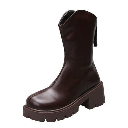 

Ladies Casual Comfort Boots Shoes Women Shoes Fashion Mid Long Boots Round Toe Boots Thick Heel Platform Boots Breathable Fashion Women Boots