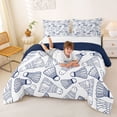 thumbnail image 3 of Castle Fairy Badminton Sport Full Size Comforter Sets 3-Piece, Ball Game Bedding Comforter Set, White Navy,Navy Blue Reversible,1 Comforter and 2 Pillowcases, 3 of 6