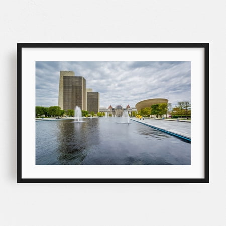 Empire State Plaza - Albany New York Photography Black Framed Wall Art Print 12 x 18 inches