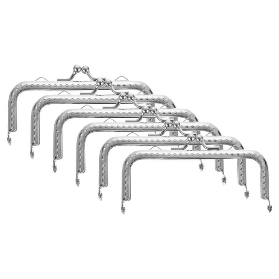 Uxcell 6 Pcs Metal Purse Frame, 10.5cm/4.1" Retro Arch Kiss Lock Clasp Frame Embossed for Purse Making(Silver)