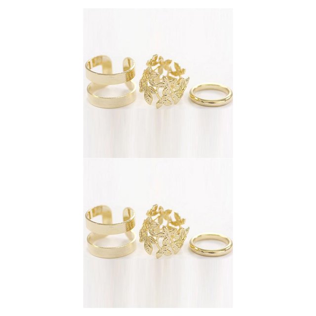 Qarigey 3 unids/set mujeres boda Boho Retro flor hojas hueco oro anillo conjunto mujer cumpleaños aniversario regalo oro 2piezas Qarigey CBP006623
