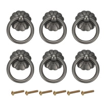 Uxcell 6Pack Drawer Ring Pulls, 1.65" Zinc Alloy Hole Ring Cabinet Knobs with Screws for Cupboard Cabinet Drawer Dresser Closet Door, Matt Gunmetal