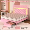 thumbnail image 6 of NHIXSOM Full Upholstered Platform Bed Frame with LED Lights and Storage, Velvet Adjustable Headboard, Pink, 6 of 8