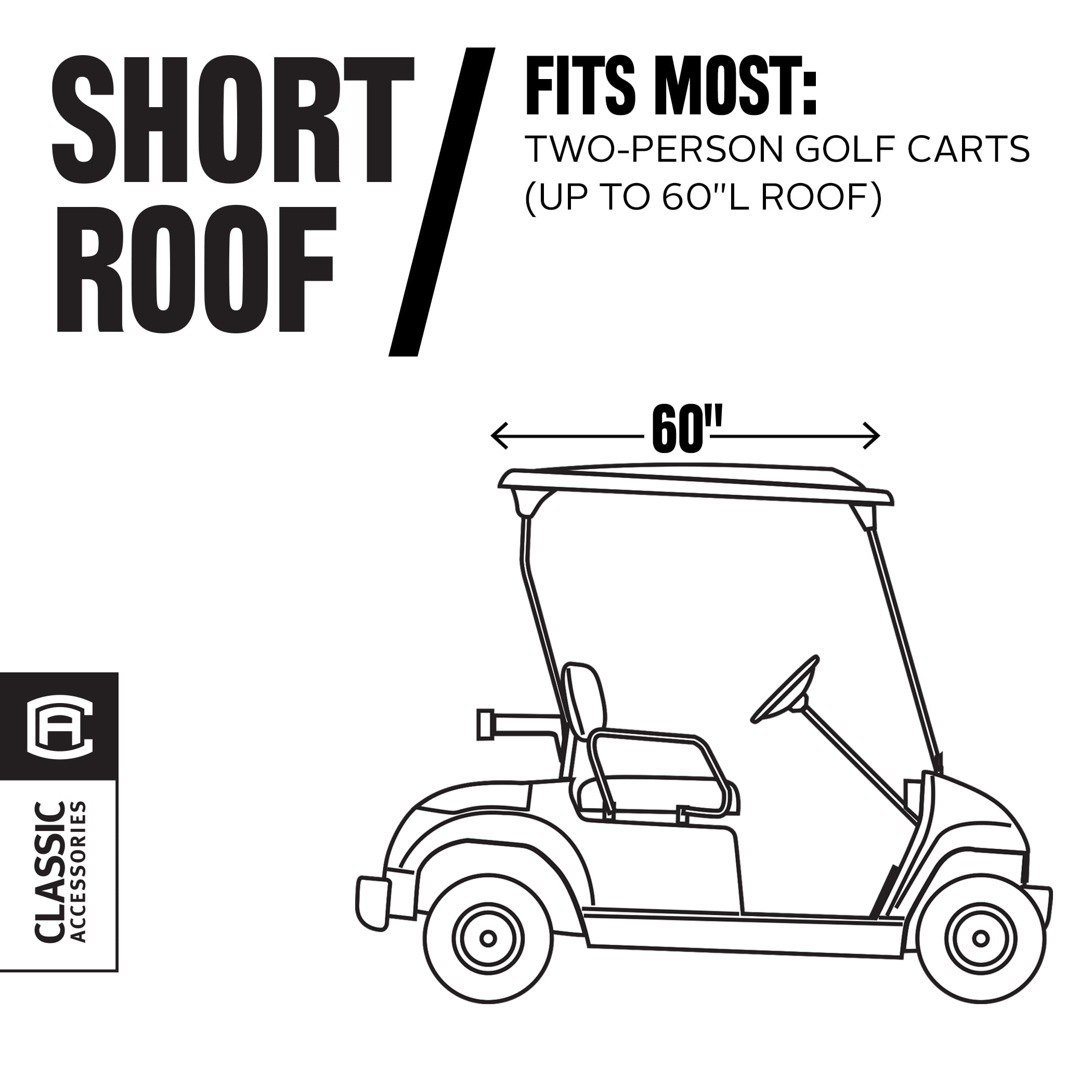 Classic Accessories Fairway Short Roof 2-Person Golf Cart Cover