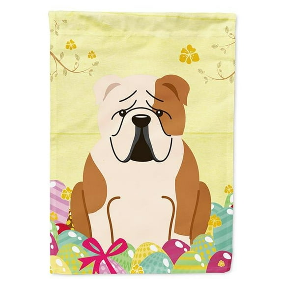 Caroline's Treasures BB6125GF Easter Eggs English Bulldog Fawn White Flag Garden Size , Small, multicolor