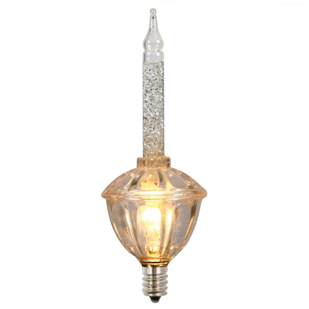 Pack of 3 Clear with Silver Glitter C7 Bubble Light Christmas