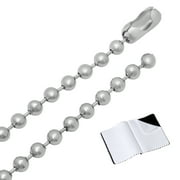 6mm High-Polished Stainless Steel Ball Military Choker Chain Necklace, 18 inches