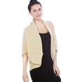 thumbnail image 2 of Simplicity Women's Soft 3/4 Sleeved Crochet Wrap Cardigan Shawl, Khaki, 2 of 4