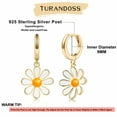 thumbnail image 5 of Turandoss Daisy Huggie Hoop Earrings for Women 14K Gold Plated Tiny Dainty Daisy Flower Dangle Jewelry Teacher Appreciation Mothers Day Graduation Gifts for Her Mom Kids Teen Girls Wife Ideas, 5 of 6