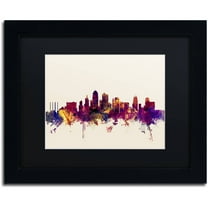 Trademark Fine Art "Kansas City Skyline" Canvas Art by Michael Tompsett, Black Matte, Black Frame