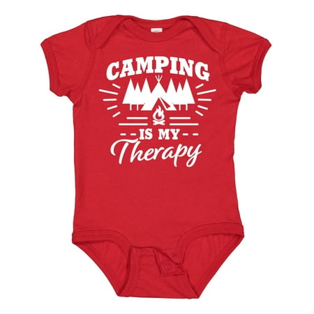 

Inktastic Camping is My Therapy with Tent and Campfire Gift Baby Boy or Baby Girl Bodysuit