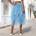 thumbnail image 4 of DAFEI Women Short Skirt Loose Sequin Skirt A-Line Fairy Patterned Elastic Waist Ruffle Layered Midi Skirt, 4 of 6