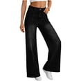 thumbnail image 4 of qucoqpe Jeans for Women Trendy High Waist Wide Leg Straight Denim Pants Casual Loose Fit Trousers with Pockets Black L, 4 of 7