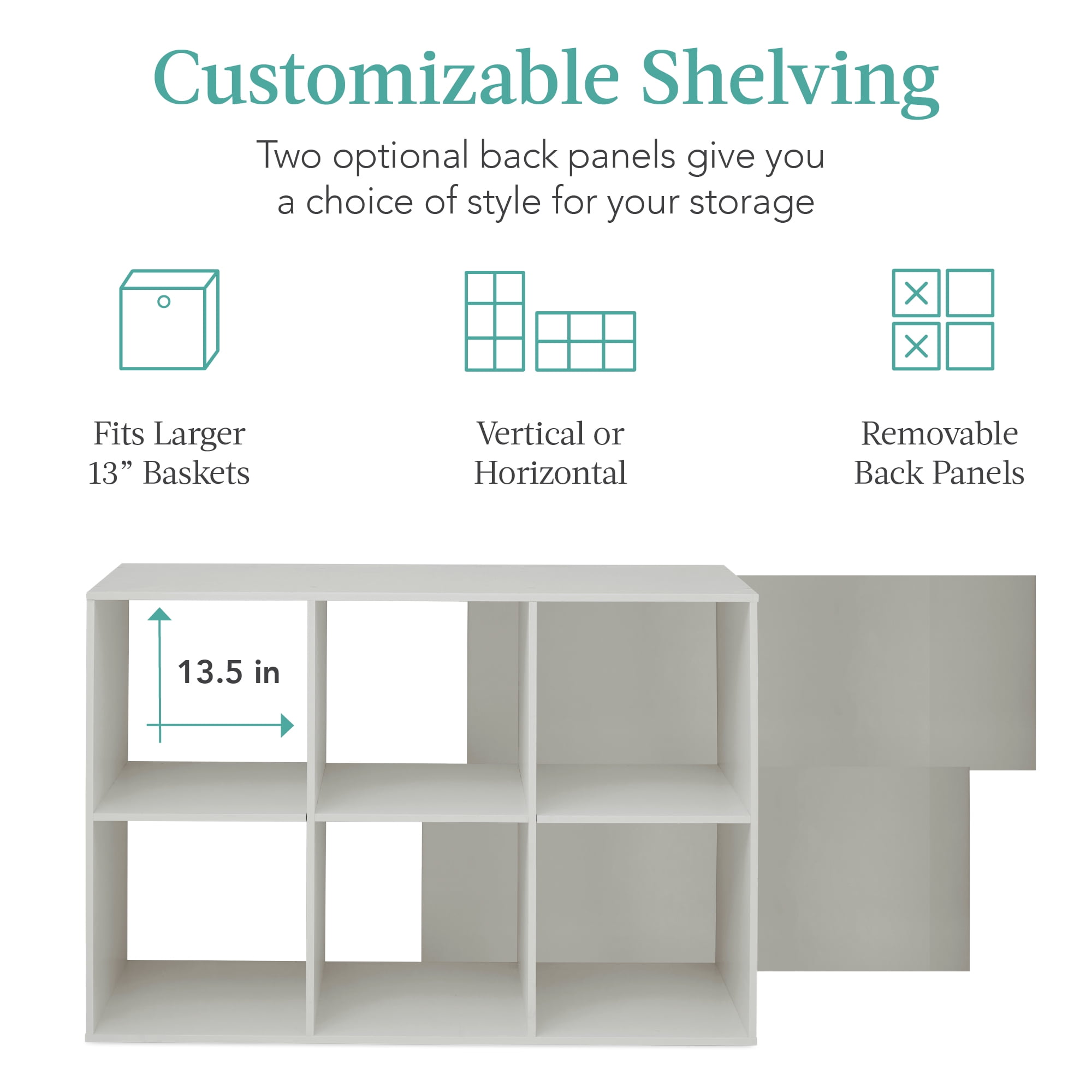 Best Choice Products 6-Cube Bookshelf, 13.5in Display Storage System, Organizer w/ Removable Back Panels - Gray