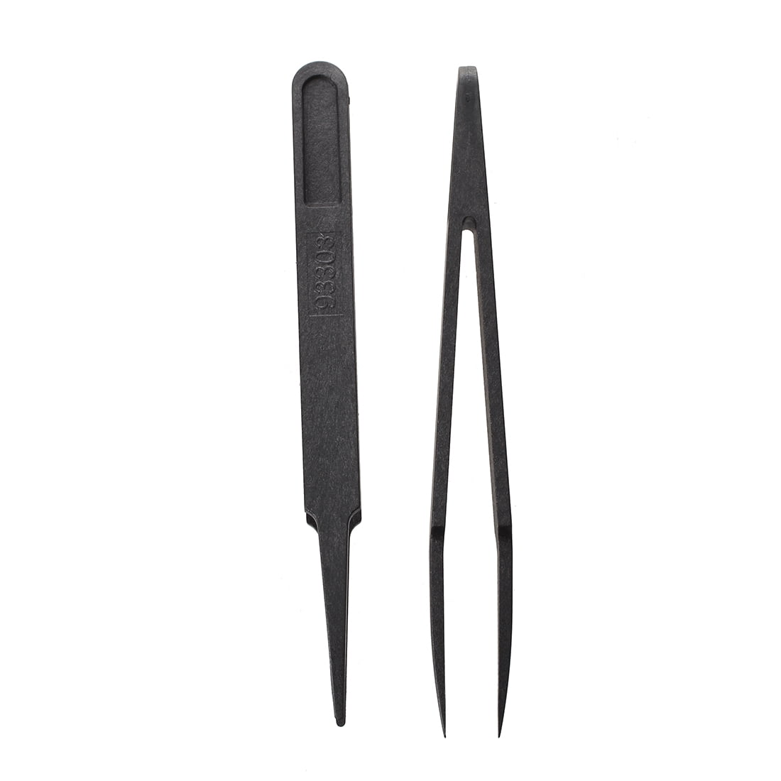 Uxcell 4.5 Length Black Plastic Anti-Static Tweezers Repair Tool Uxcell 4.5 Length Black Plastic Anti-Static Tweezers Repair Tool